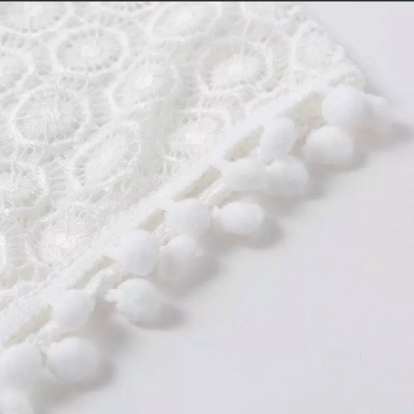 SOLD OUT CLEARANCE White Boho Pompom Crochet Coverup Kimono Wrap - Picture 7 of 7